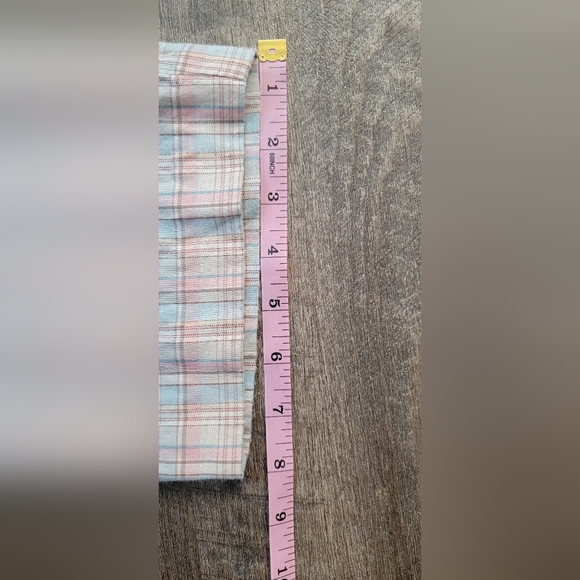 90's Vintg Straight Leg Pants Women's 16 Pink&Blue Plaid Elastic Wasit Jantzen - Picture 12 of 13